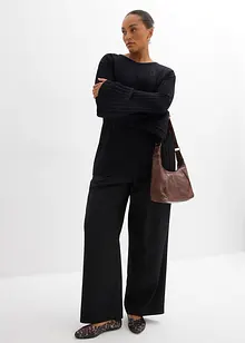 Pull plissé en fine maille en viscose mélangée, bonprix
