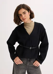 Oversized Blazer mit Gürtel in Wolloptik, ungefüttert, bonprix