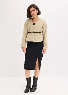 Oversized Blazer mit Gürtel in Wolloptik, ungefüttert, bonprix