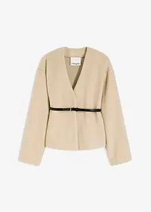 Oversized Blazer mit Gürtel in Wolloptik, ungefüttert, bonprix