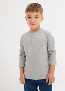 Lot de 2 T-shirts manches longues coton col tunisien, bonprix