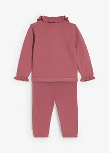 Pull en maille à col volanté et legging (ens. 2 pces), bonprix