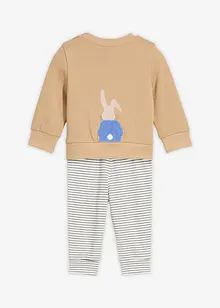 T-shirt manches longues et pantalon molletonné 100% coton (ens. 2 pces), bonprix