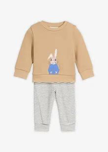 T-shirt manches longues et pantalon molletonné 100% coton (ens. 2 pces), bonprix
