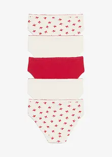 Lot de 5 slips en doux coton côtelé avec nœud en satin, bonprix