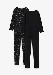 2 pyjamas avec T-shirt manches longues et legging, imprimé brillant, bonprix