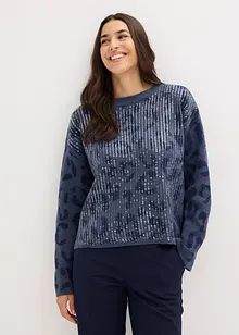 Jacquard Oversize Pullover mit Pailletten, bonprix