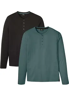 Lot de 2 T-shirts Henley confort pour le ventre, bonprix