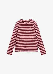 T-shirt manches longues rayé à broderies, bonprix