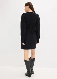Kurzes Strickkleid mit softem Wollanteil und Gürtel, bonprix
