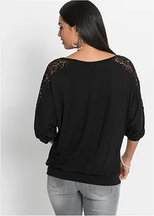T-shirt oversize en viscose et dentelle, bonprix