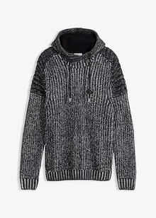Grobstrick-Pullover mit Kapuze und Bikerdetails, bonprix