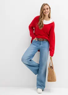 Pull long et oversize à fentes sur les côtés, bonprix