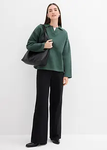 Sweatshirt mit gestricktem Polokragen aus Bio-Baumwolle, bonprix