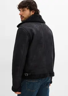 Lederimitat-Jacke mit Teddyfutter, bonprix