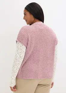 Gilet sans manches en laine mélangée avec boutons décoratifs, bonprix