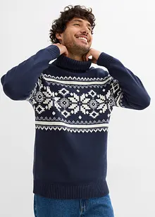 Norweger-Pullover mit Rollkragen aus reiner Baumwolle, bonprix