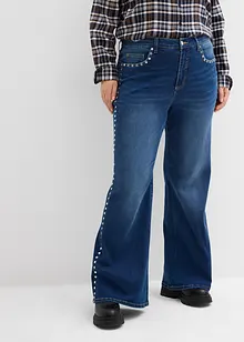 Jean flare taille haute avec rivets, bonprix