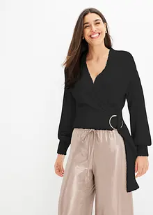 Pull cache-cœur avec accessoire, bonprix