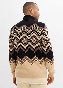 Pull col roulé à motif ikat, bonprix