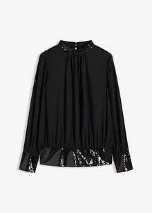 Blouse en tulle fin avec empiècements à sequins, bonprix