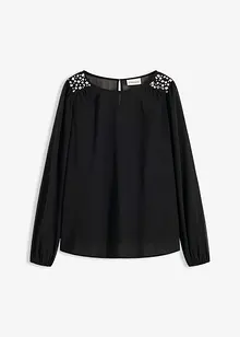 Blouse en mousseline avec strass sur les épaules, bonprix