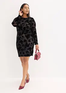 Robe courte en mesh à imprimé floqué, bonprix