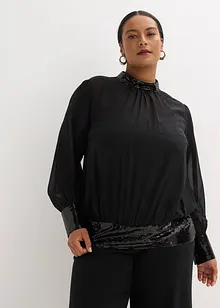 Blouse en tulle fin avec empiècements à sequins, bonprix