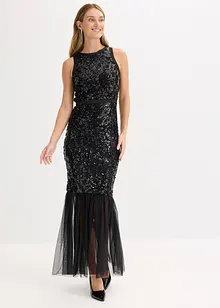 Paillettenkleid mit Volant, bonprix