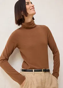 T-shirt col roulé en laine mélangée, bonprix