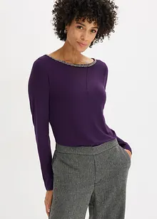 Shirt mit Mesheinsatz und Glitzersteinchen, bonprix