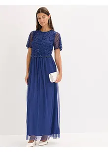 Maxikleid aus feinem Tüll mit Paillettenstickerei, bonprix