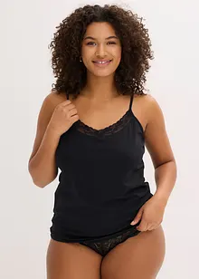 Unterhemd mit Bio-Baumwolle und Spitze (2er Pack), bonprix