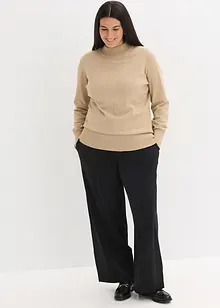 Pantalon en jersey avec empiècements satin, bonprix