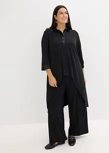 Jersey Bluse mit Satinbesätzen, bonprix