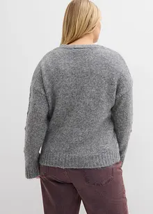 Boxy-Pullover mit geflochtenen Ärmeln, bonprix