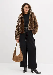 Pantalon large en molleton à ceinture contrastante, bonprix