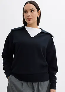 Sweatshirt mit breitem Kragen aus Viskose-Mix, bonprix