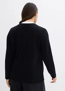 T-shirt manches longues en viscose mélangée, col cheminée contrastant, bonprix