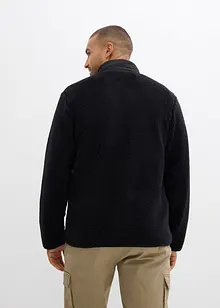 Teddy-Fleece Jacke mit Web-Besatz und Stehkragen, bonprix