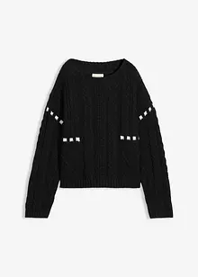 Grobstrick-Pullover mit Zopfmuster, bonprix