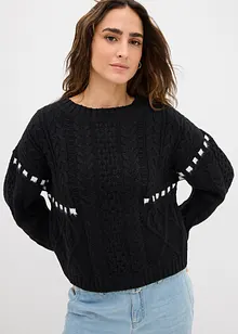 Grobstrick-Pullover mit Zopfmuster, bonprix