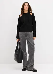 Grobstrick-Pullover mit Zopfmuster, bonprix