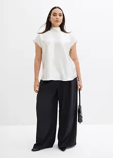 Satin Blusentop mit halbhohem Kragen, bonprix