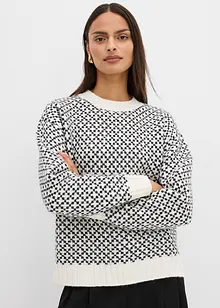 Grobstrick-Pullover mit Wollanteil, bonprix