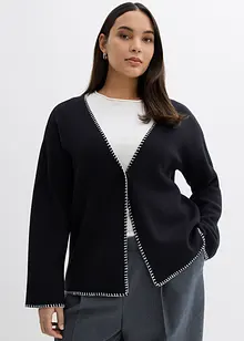 Strickjacke aus Wollmix mit Kontrastdetails, bonprix