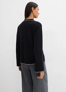 Strickjacke aus Wollmix mit Kontrastdetails, bonprix
