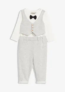 Fest-Set mit Body-Weste, Fliege und Hose aus reiner Bio-Baumwolle (3-tlg.Set), bonprix