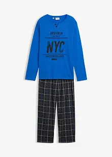 Pyjama aus reiner Baumwolle mit Knopfleiste und langen Ärmeln, bonprix