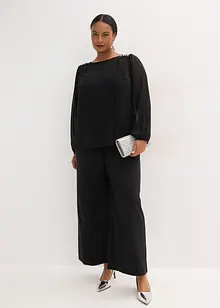 Blouse en mousseline avec strass sur les épaules, bonprix